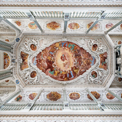 Bild vergrößern: Ansicht der Decke der Schlosskapelle Saalfeld. Foto: Uwe Gaasch