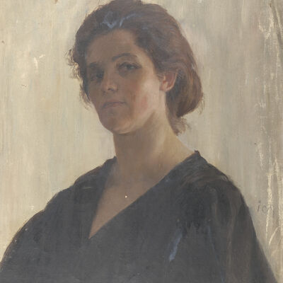 Martha Schlameus, Selbstporträt, Öl auf Leinwand, um 1900, TLMH 